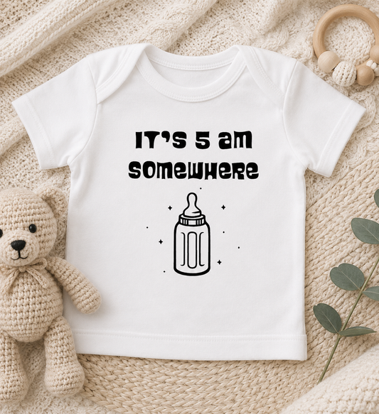 It's 5 AM Somewhere-Cricut, Silhouette, Sublimation Cut File Canada-Baby Bodysuit Cut File (Instant Download)