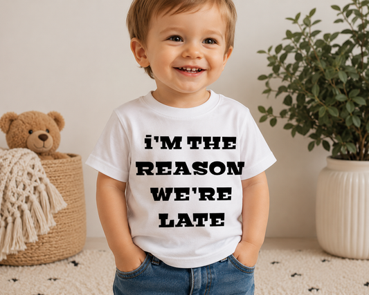 I'm the Reason We're Late Baby Graphic-Cricut, Silhouette, Sublimation Cut File Canada (Digital Download)