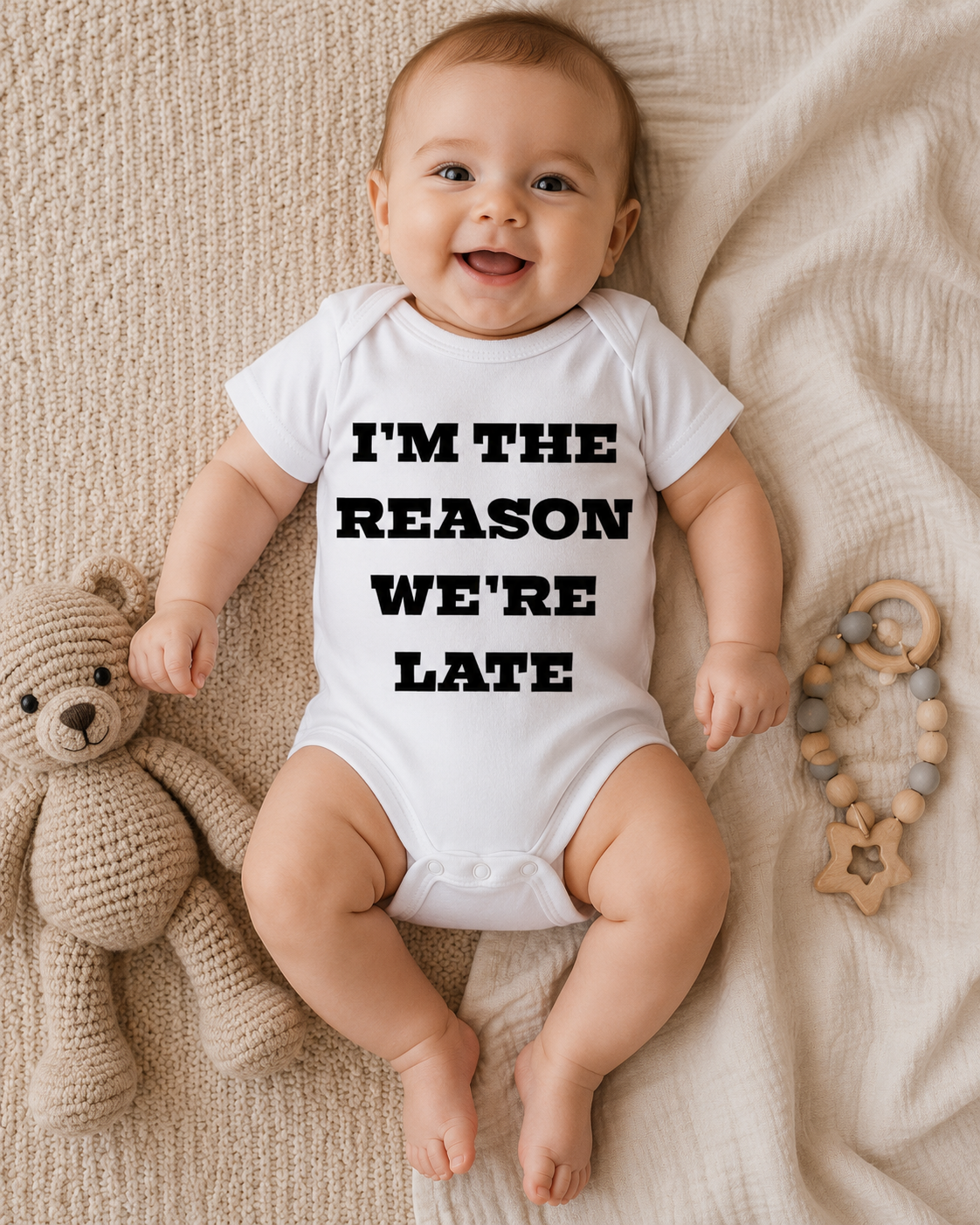 I'm the Reason We're Late Baby Graphic-Cricut, Silhouette, Sublimation Cut File Canada (Digital Download)