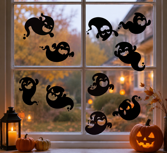 Halloween Ghost Graphics Bundle-Cricut, Silhouette, Sublimation Cut File Canada-Window Clings (11 Images)-digital download