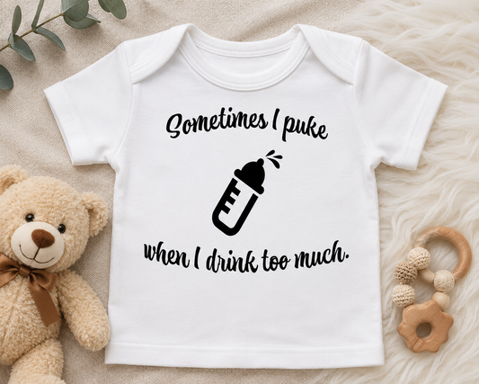 Funny Baby Bodysuit SVG-Cricut, Silhouette, Sublimation Cut File Canada-Puke When I Drink Design (Digital Download)