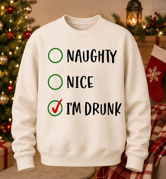 Naughty Nice I'm Drunk-Funny Christmas Drinking Quote-Cricut, Silhouette, Sublimation Cut File Canada-Digital Download