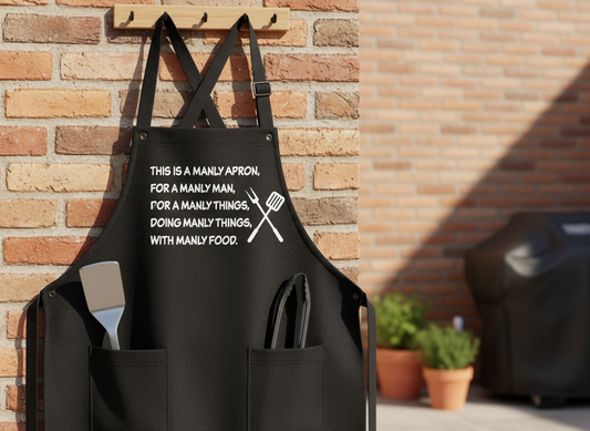 Manly Apron BBQ Design-Cricut, Silhouette, Sublimation Cut File Canada-Funny Grill Quote (Digital Download)