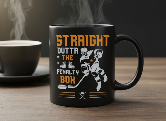 Funny Hockey Player SVG-Cricut, Silhouette, Sublimation Cut File Canada-Straight Outta Penalty Box (Digital Download)