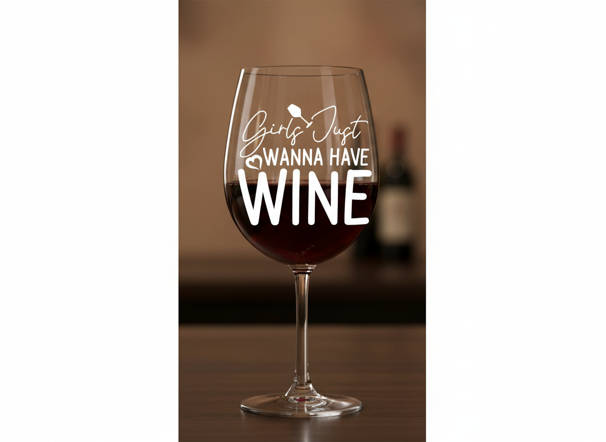 Girls Just Wanna Have Wine SVG-Cricut, Silhouette, Sublimation Cut File Canada-Funny Wine Quote (Digital Download)