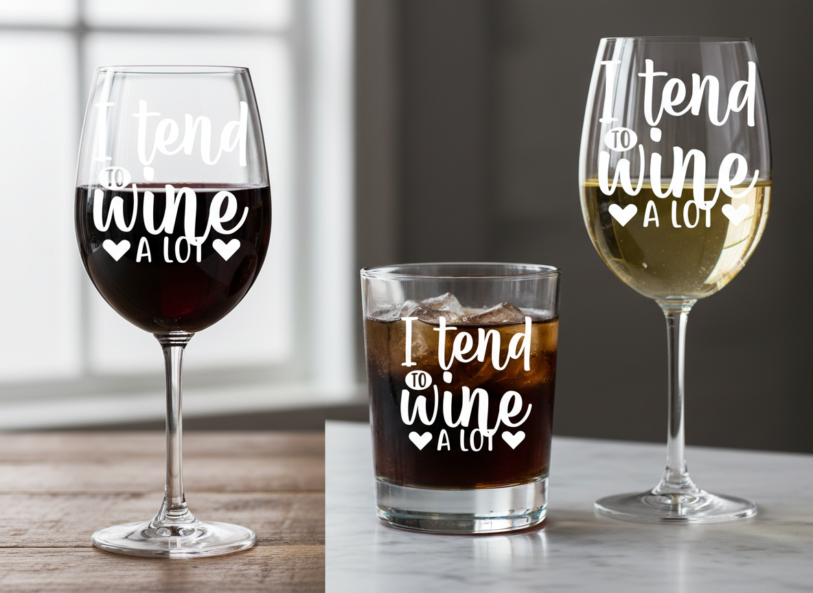 Funny Wine Quote SVG-Cricut, Silhouette, Sublimation Cut File Canada-I Tend to Wine a Lot Design (Digital Download)