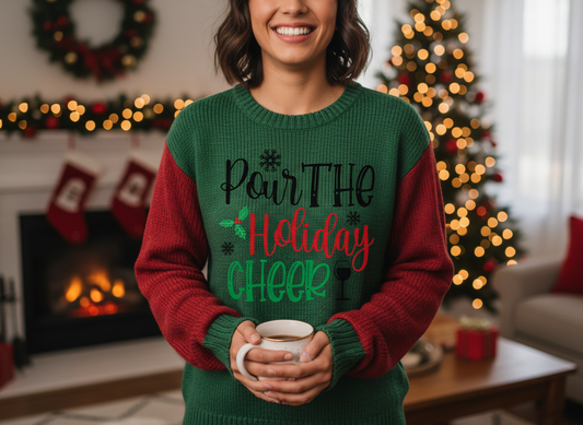Pour the Holiday Cheer SVG-Cricut, Silhouette, Sublimation Cut File Canada-Christmas Wine Quote (Digital Download)