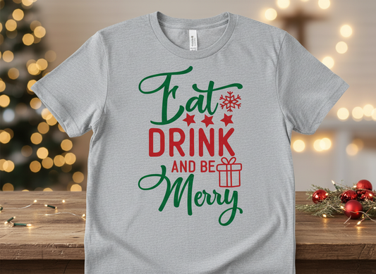 Eat Drink and Be Merry SVG-Cricut, Silhouette, Sublimation Cut File Canada-Christmas Quote, Festive Holiday (Digital Download)