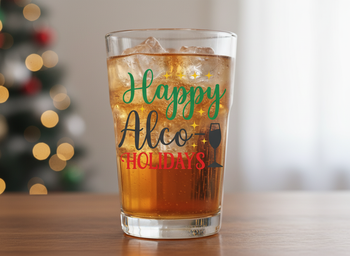 Happy Alco-Holidays SVG-Cricut, Silhouette, Sublimation Cut File Canada-Funny Christmas Wine Lover Cut File (Digital Download)