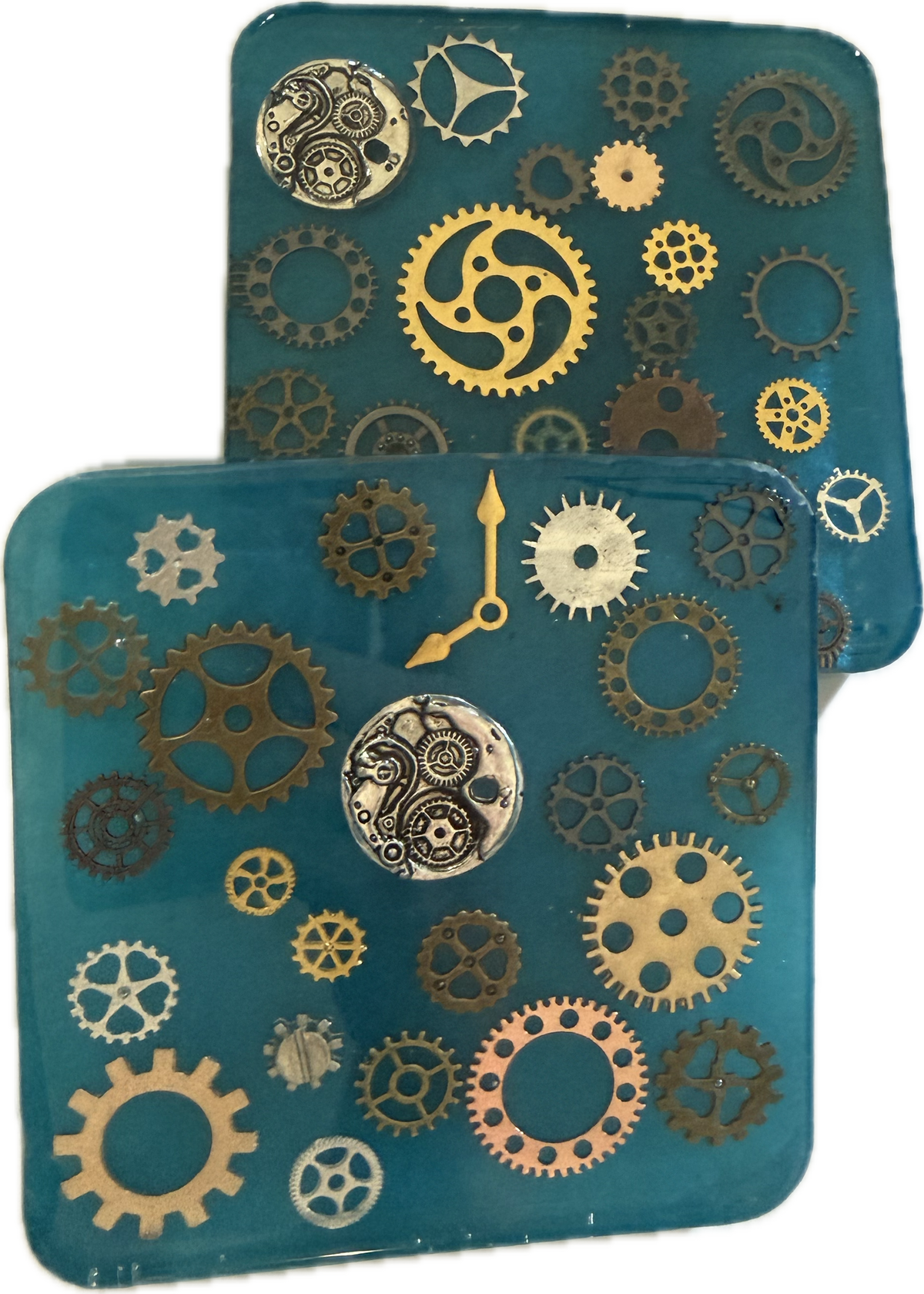 Steampunk Resin Coasters-Handmade Gear and Industrial Design-Unique Gothic Home Décor Canada