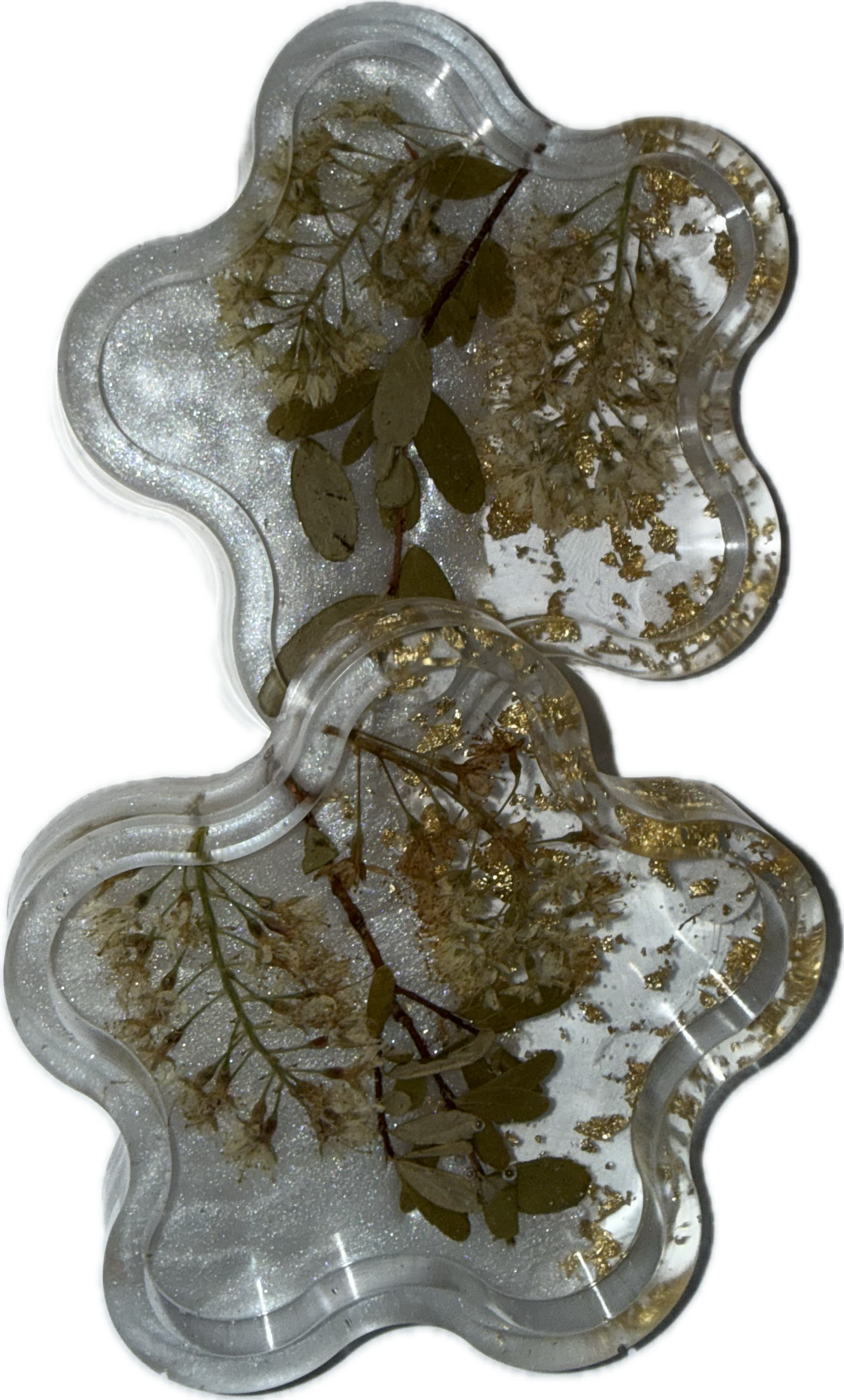 Handmade Floral Resin Coasters-Real Pressed Flowers,Mica, Gold Leaf Accents-Botanical Home Décor Canada