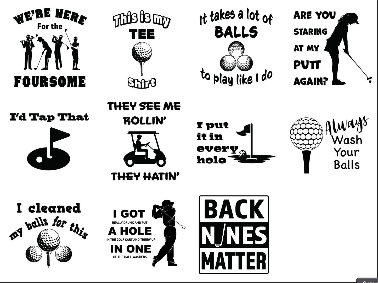Funny Golf SVG – Cricut, Silhouette & Sublimation Cut File Canada T-Shirt Designs | Humorous Golfer Bundle (Digital)