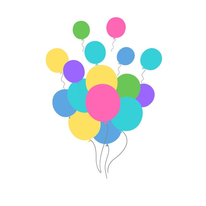 Colorful Balloons SVG – Cricut, Silhouette & Sublimation Cut File Canada Party Graphic, Instant Download