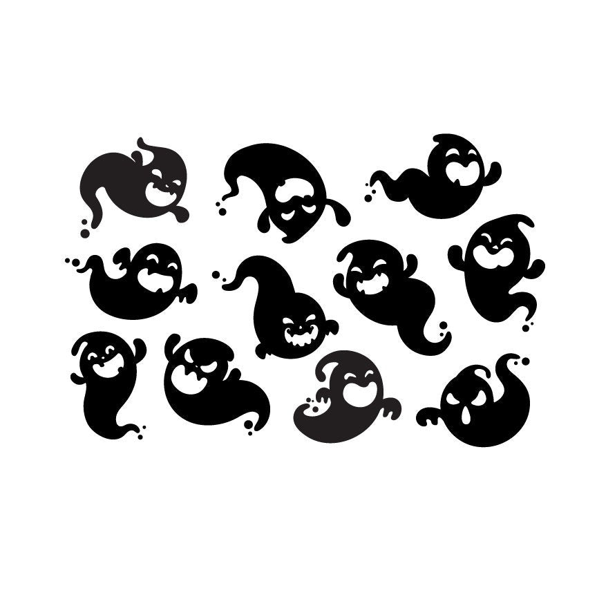 Halloween Ghost Graphics Bundle | Vector Cut Files, Window Clings (11 Images)