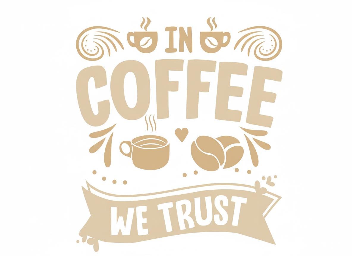 In Coffee We Trust SVG – Cricut, Silhouette & Sublimation Cut File Canada | Funny Coffee Quote Cut File (Digital Download)