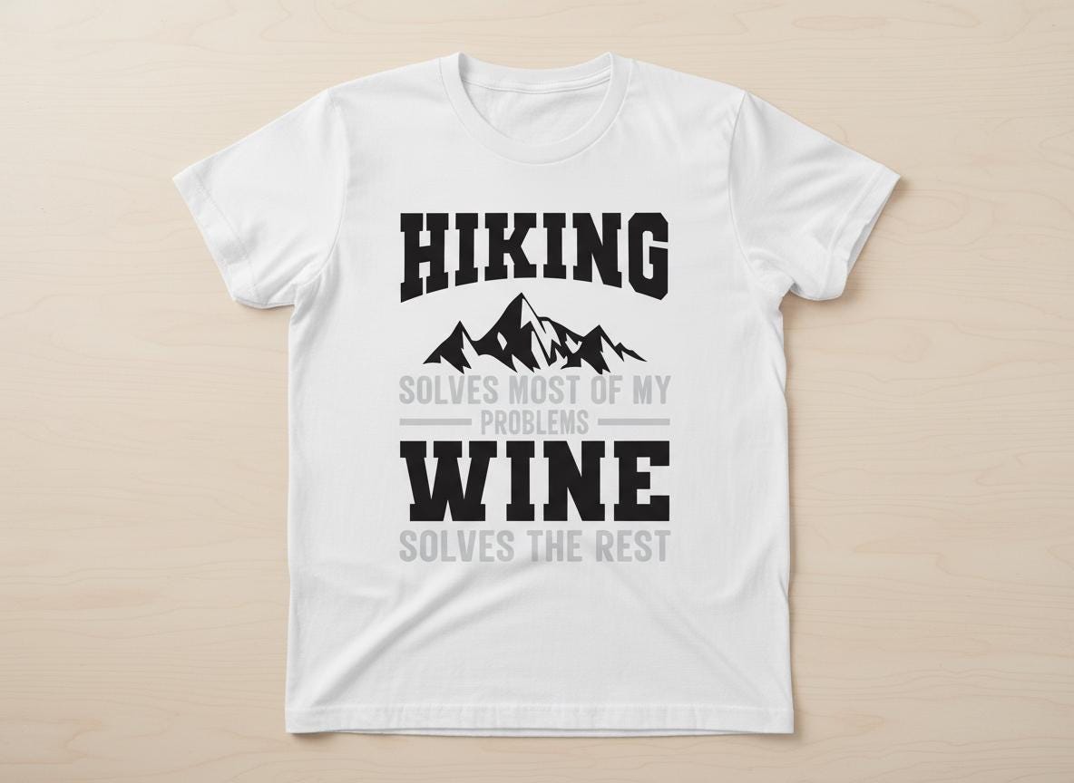 Funny Hiking Wine Quote SVG | Outdoor Adventure Cut File (Digital Download)