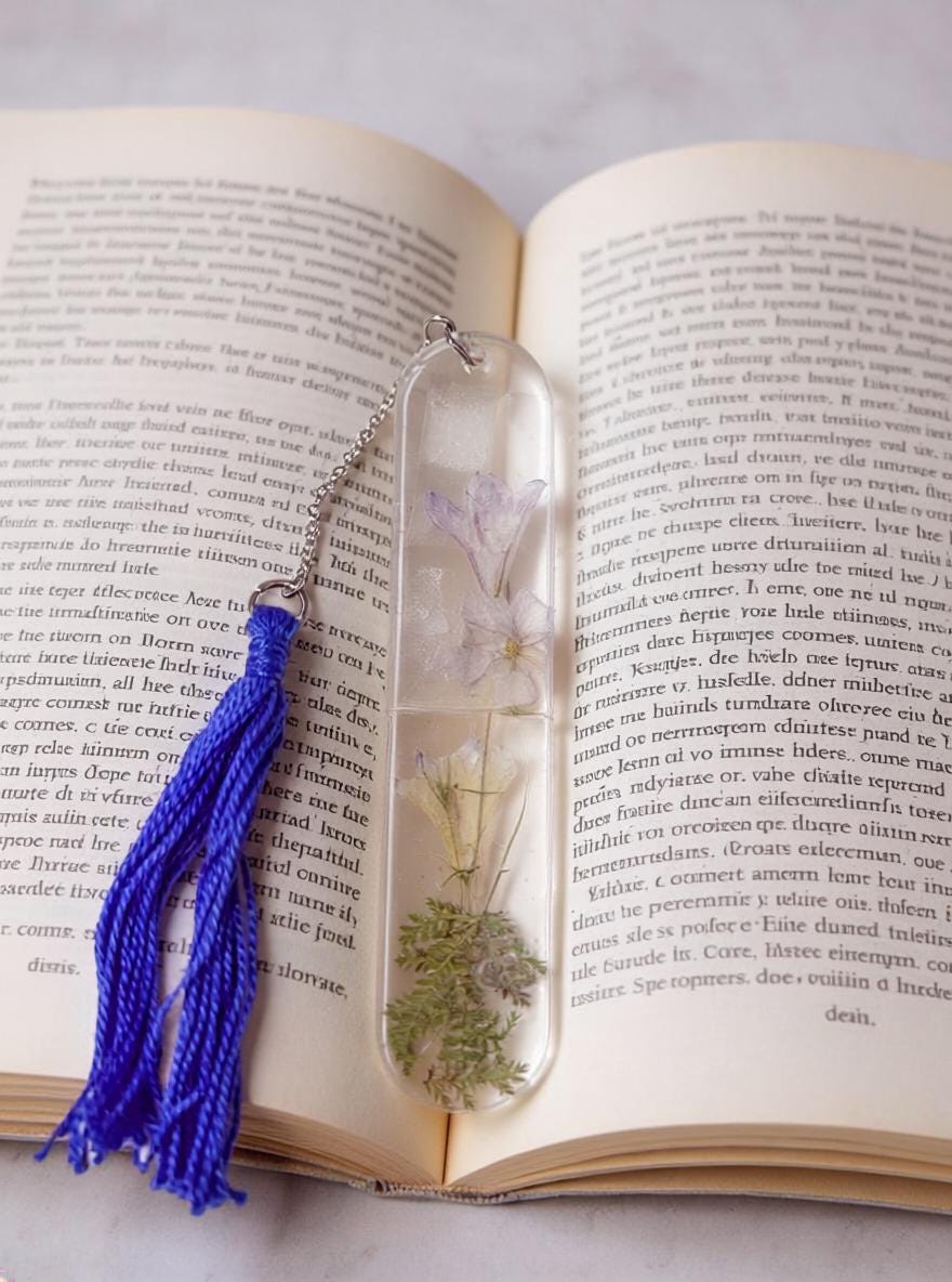 Handmade Resin Bookmark with Real Dried Flowers Tassel Bookmark Floral Book Lover Gift Made in Canada