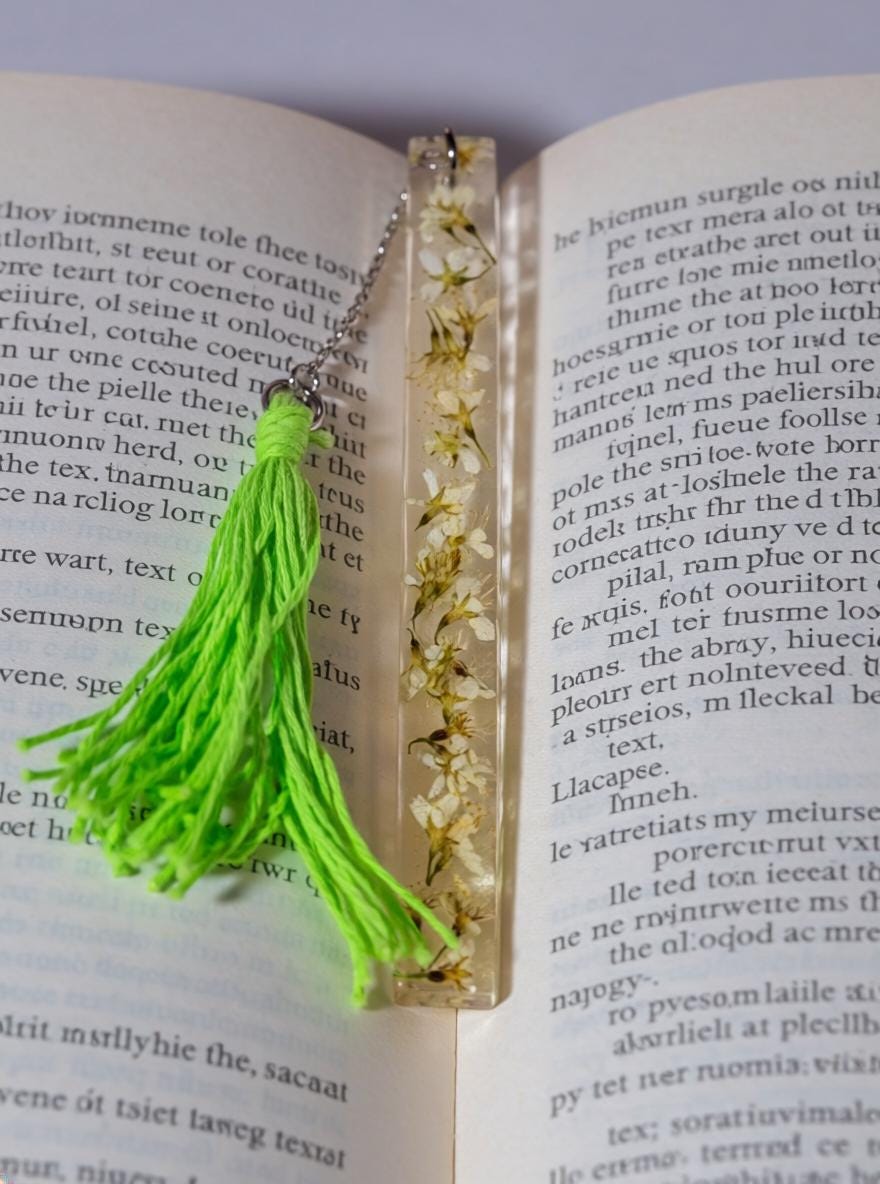 Handmade Resin Bookmark with Real Dried Flowers & Tassel Floral Bookmark Gift for Book Lovers Made in Canada