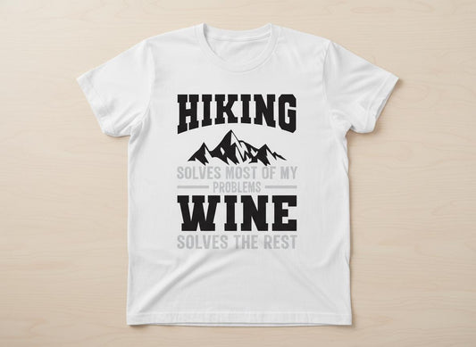 Hiking & Wine SVG-Cricut, Silhouette, Sublimation Cut File Canada -Hiking Solves Problems, Wine Solves the Rest (digital download)