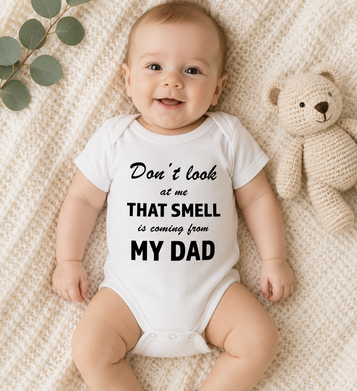 Funny Baby Onsie SVG-Cricut, Silhouette, Sublimation Cut File Canada-That Smell Is Coming From My Dad\ (Digital Files)