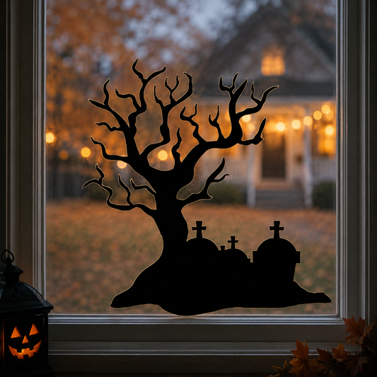 Scary Tree Graveyard SVG-Cricut, Silhouette, Sublimation Cut File Canada-Halloween Vector File
