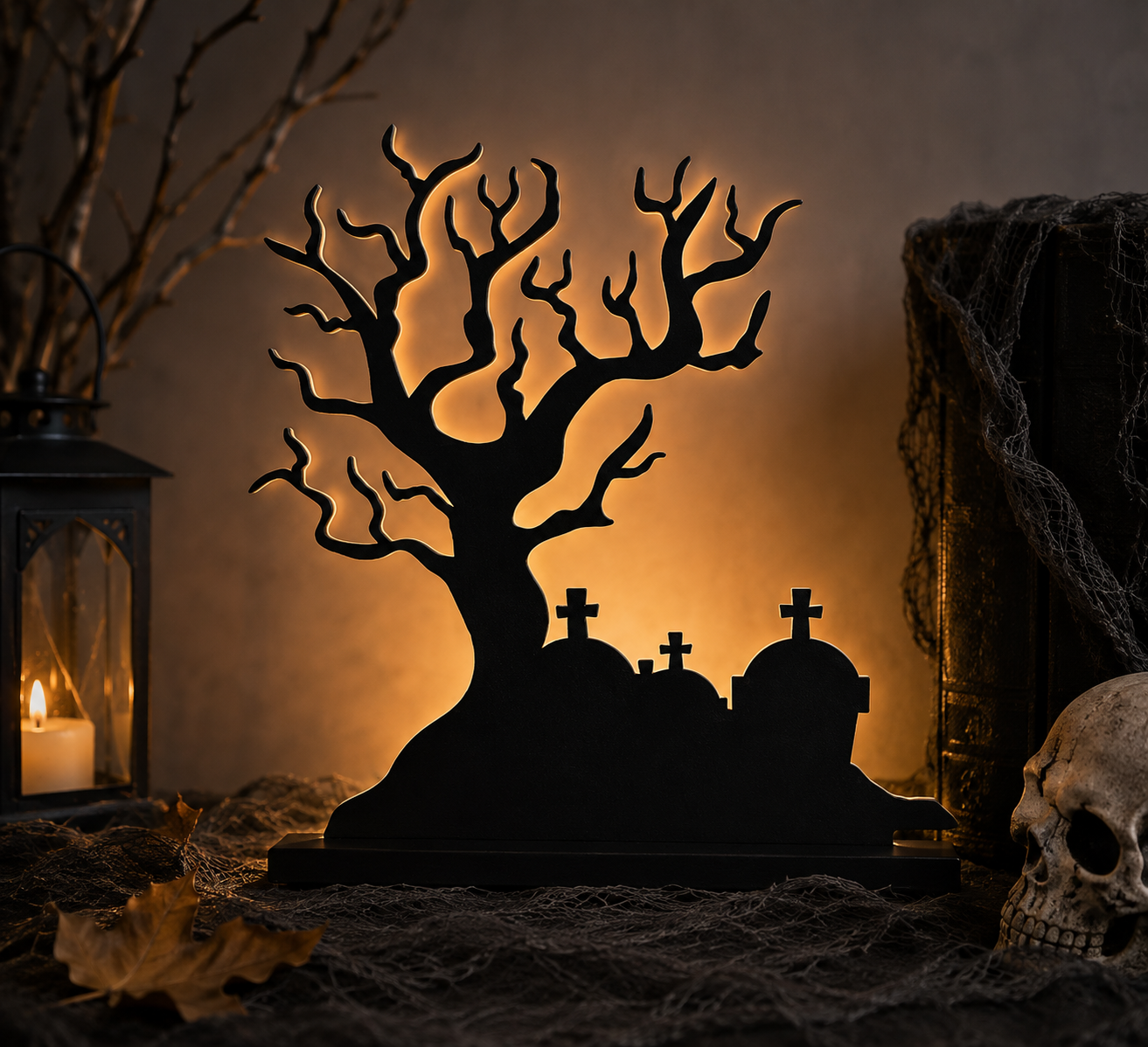Scary Tree Graveyard Halloween Graphic-Cricut, Silhouette, Sublimation Cut File Canada  (digital download)