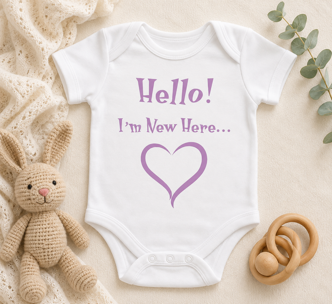 Hello I'm New Here SVG-Cricut, Silhouette, Sublimation Cut File Canada -Funny Baby Bodysuit Cut File (Digital Download)