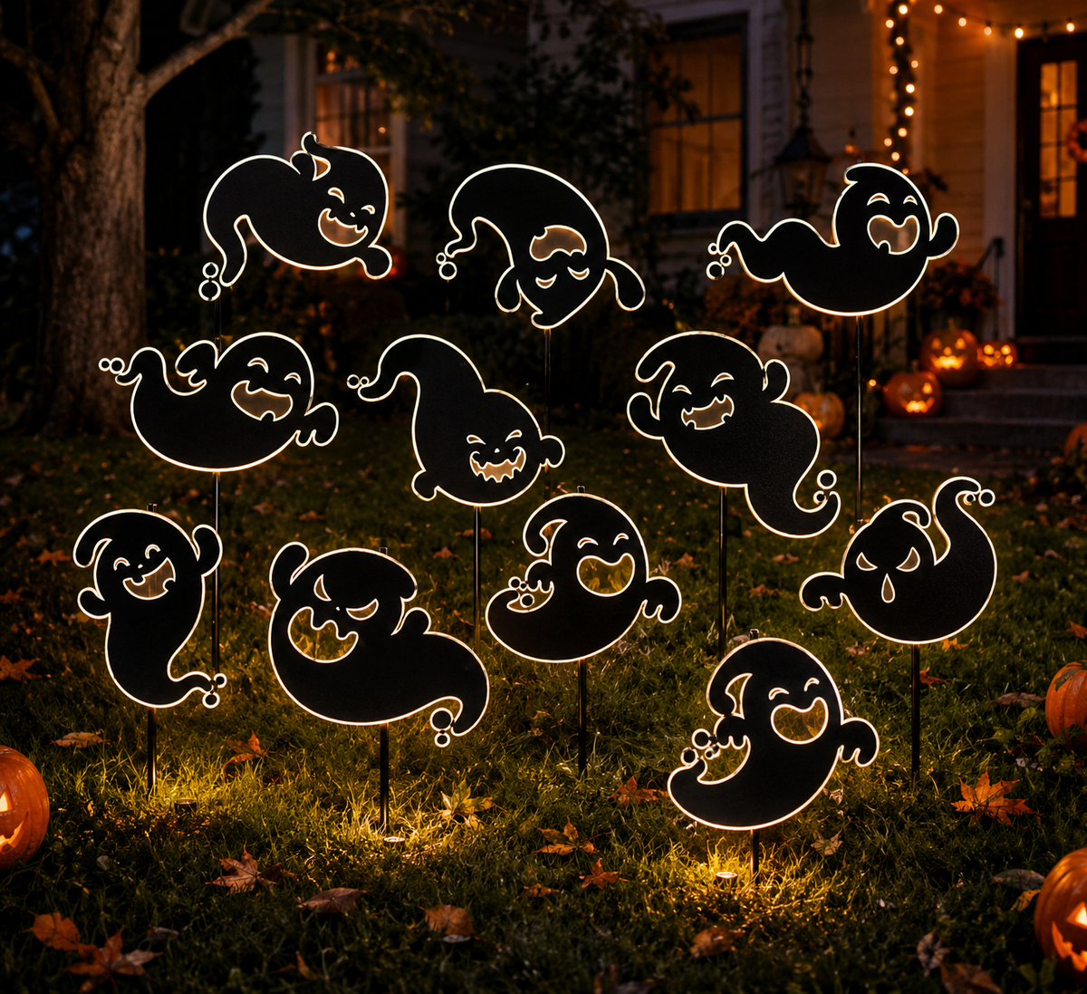 Halloween Ghost Graphics Bundle-Cricut, Silhouette, Sublimation Cut File Canada-Vector Cut Files, Window Clings (11 Images)-digital downloads
