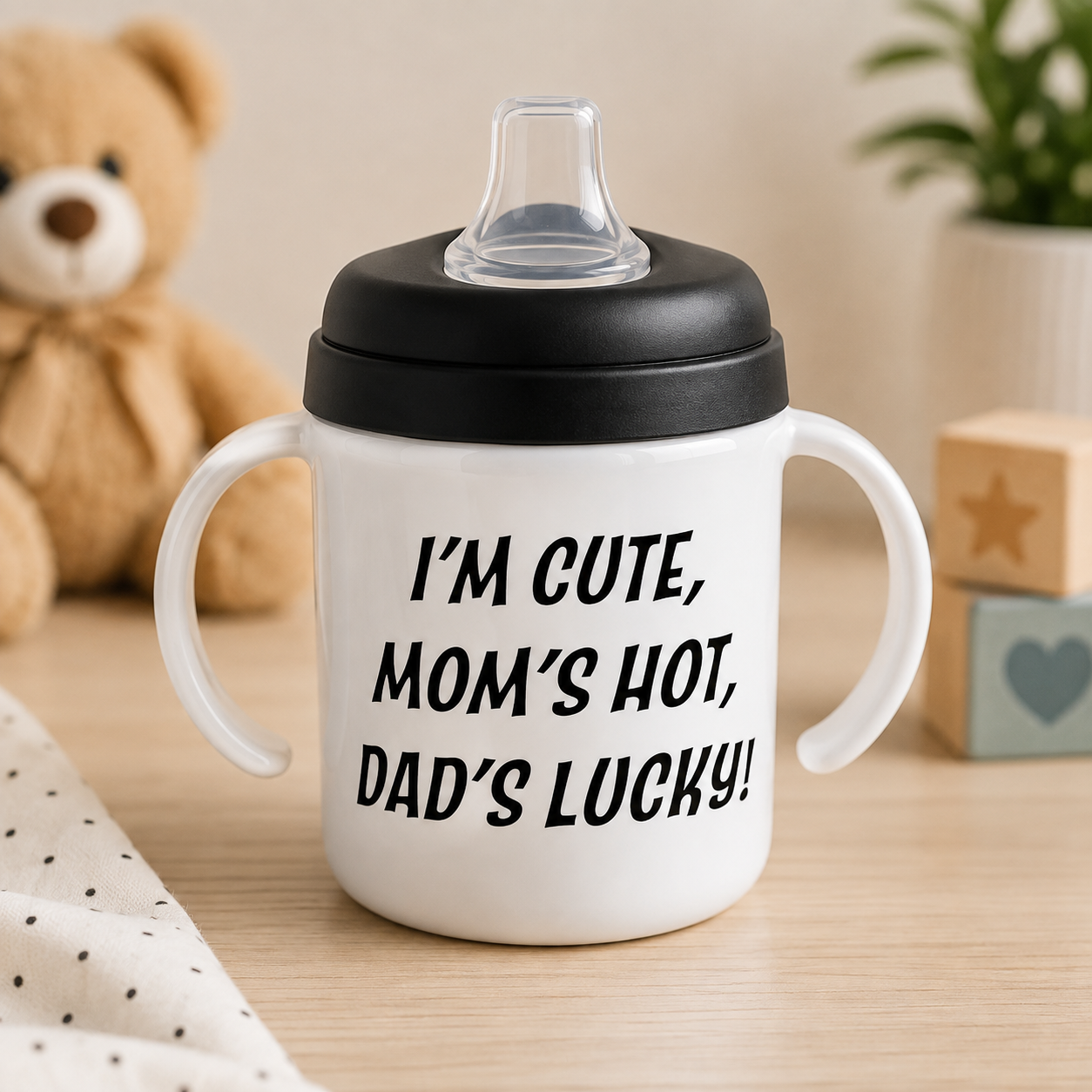 Funny Baby Bodysuit SVG-Cricut, Silhouette, Sublimation Cut File Canada-Mom's Hot, Dad's Lucky (Digital Download)