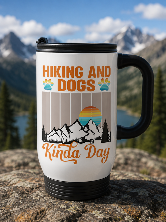 Hiking and Dogs Kinda Day Logo-Cricut, Silhouette, Sublimation Cut File Canada-T-shirt/Mug Design (svg, png, jpg, dxf)