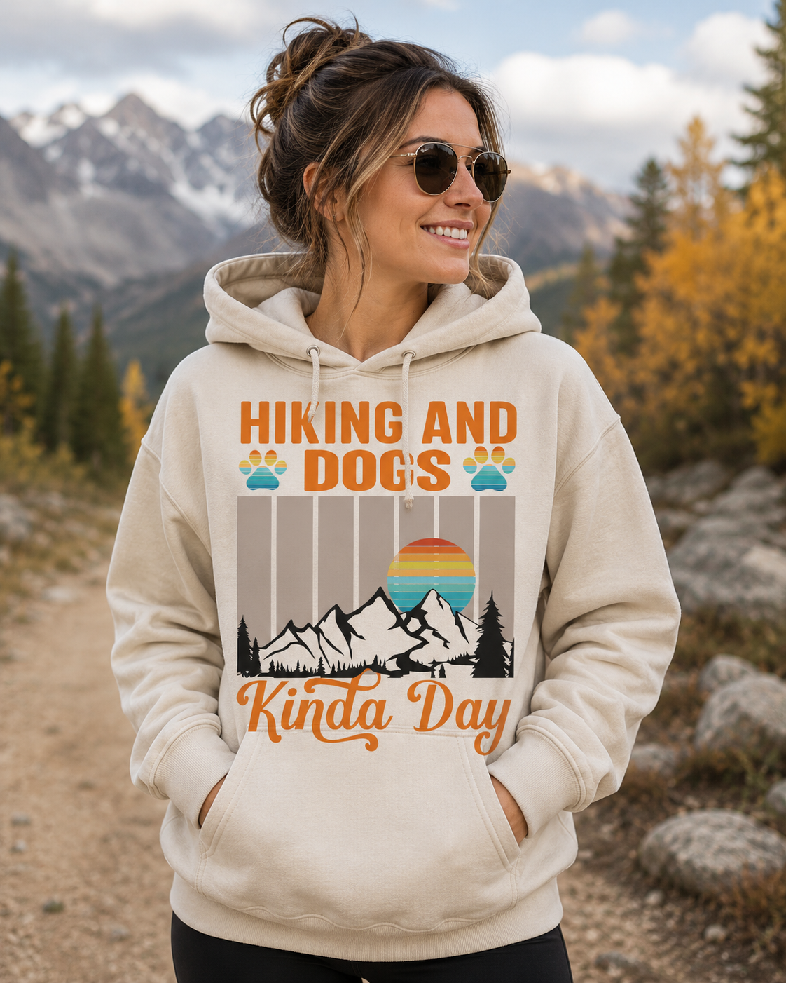 Hiking and Dogs Kinda Day Logo-Cricut, Silhouette, Sublimation Cut File Canada-T-shirt/Mug Design (svg, png, jpg, dxf)