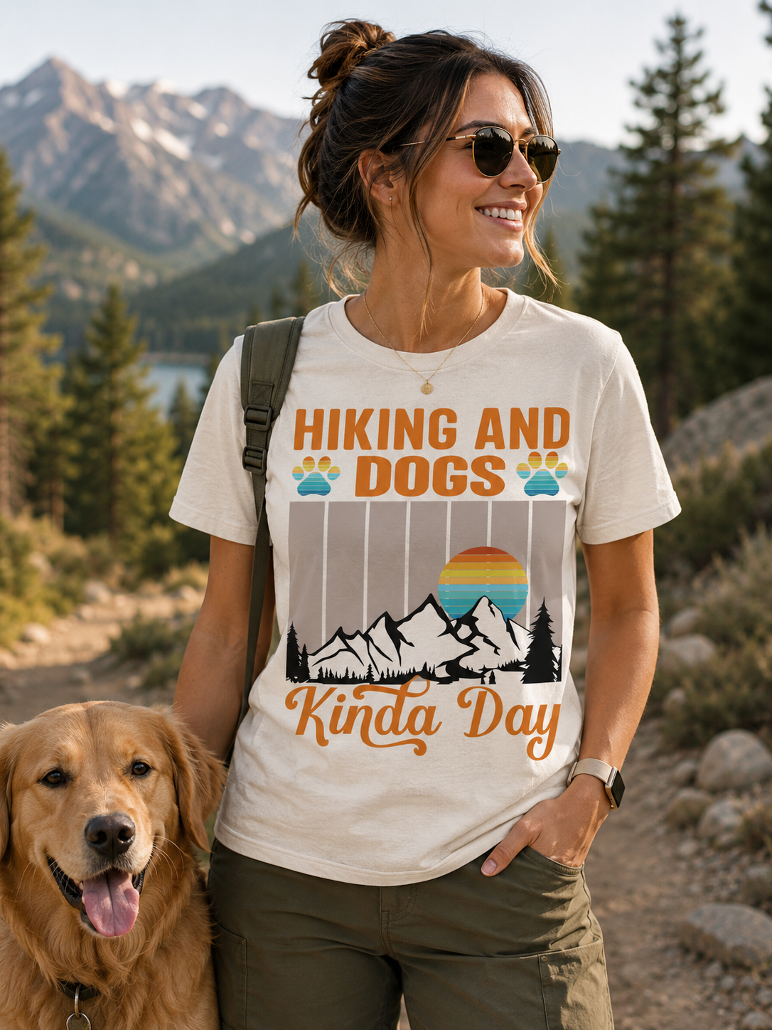 Hiking and Dogs Kinda Day Logo-Cricut, Silhouette, Sublimation Cut File Canada-T-shirt/Mug Design (svg, png, jpg, dxf)