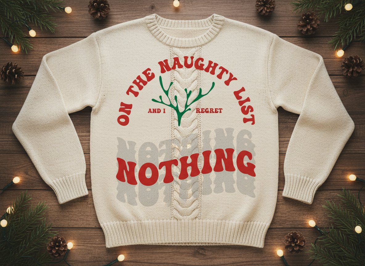 On The Naughty List And I Regret Nothing-Cricut, Silhouette, Sublimation Cut File Canada-Holiday Cut File-digital download