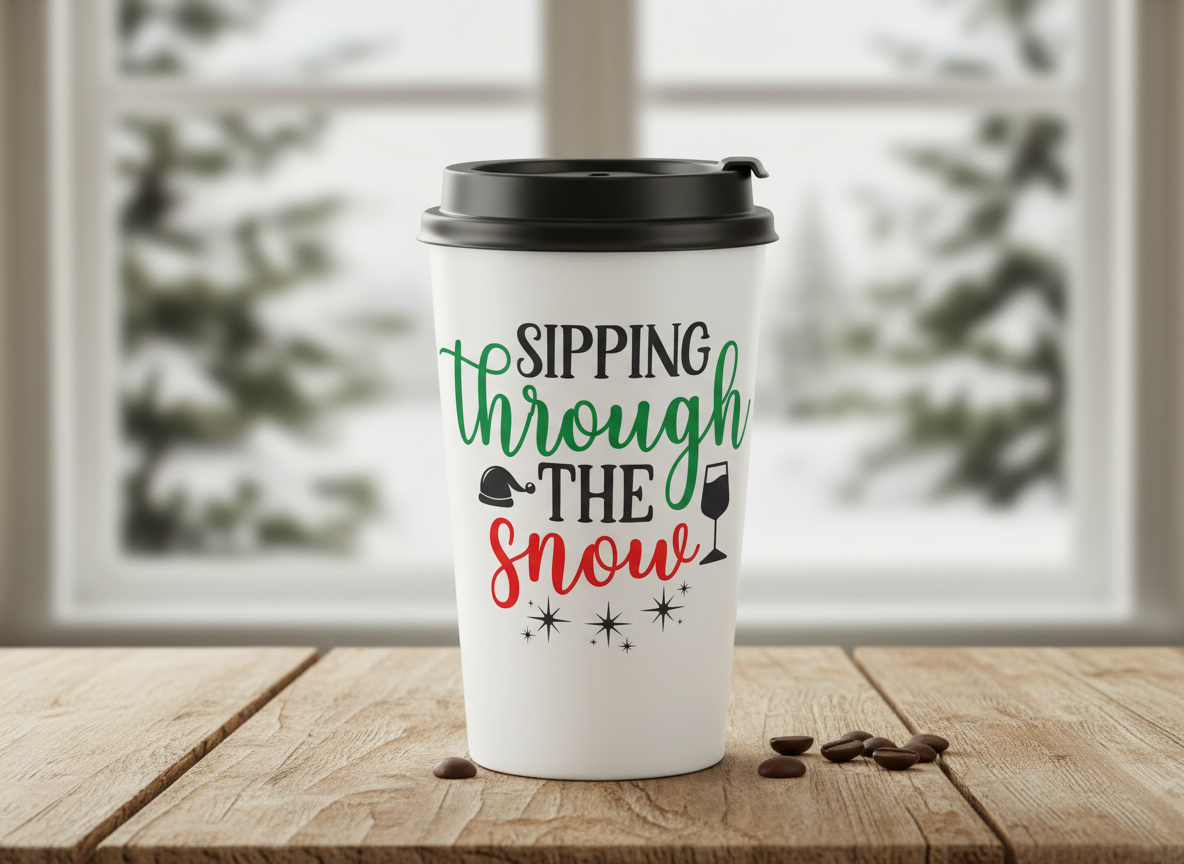 Sipping Through The Snow SVG-Cricut, Silhouette, Sublimation Cut File Canada-Funny Wine Christmas Quote (Digital Download)