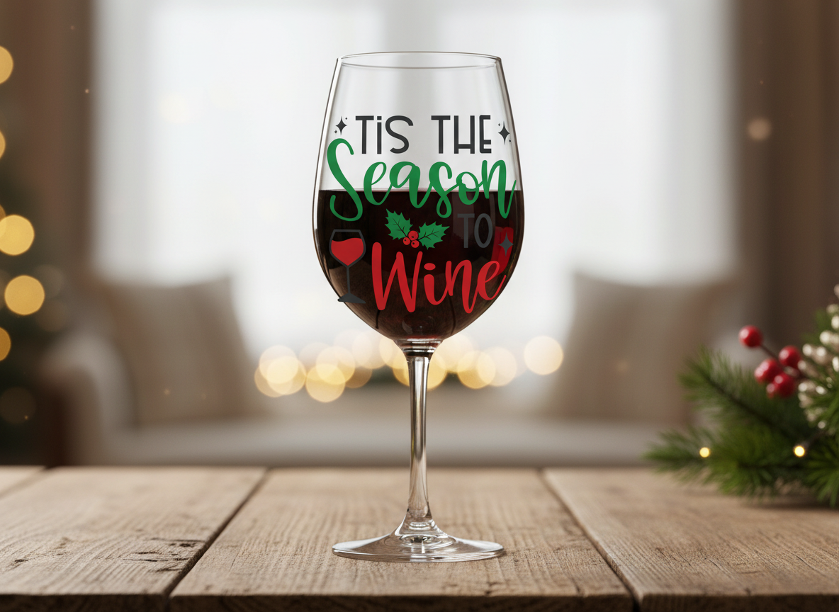 Tis the Season to Wine svg-Cricut, Silhouette, Sublimation Cut File Canada-digital download