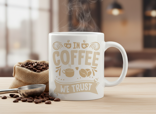 In Coffee We Trust SVG-Cricut, Silhouette, Sublimation Cut File Canada-Funny Coffee Lover Cut File (Digital Download)