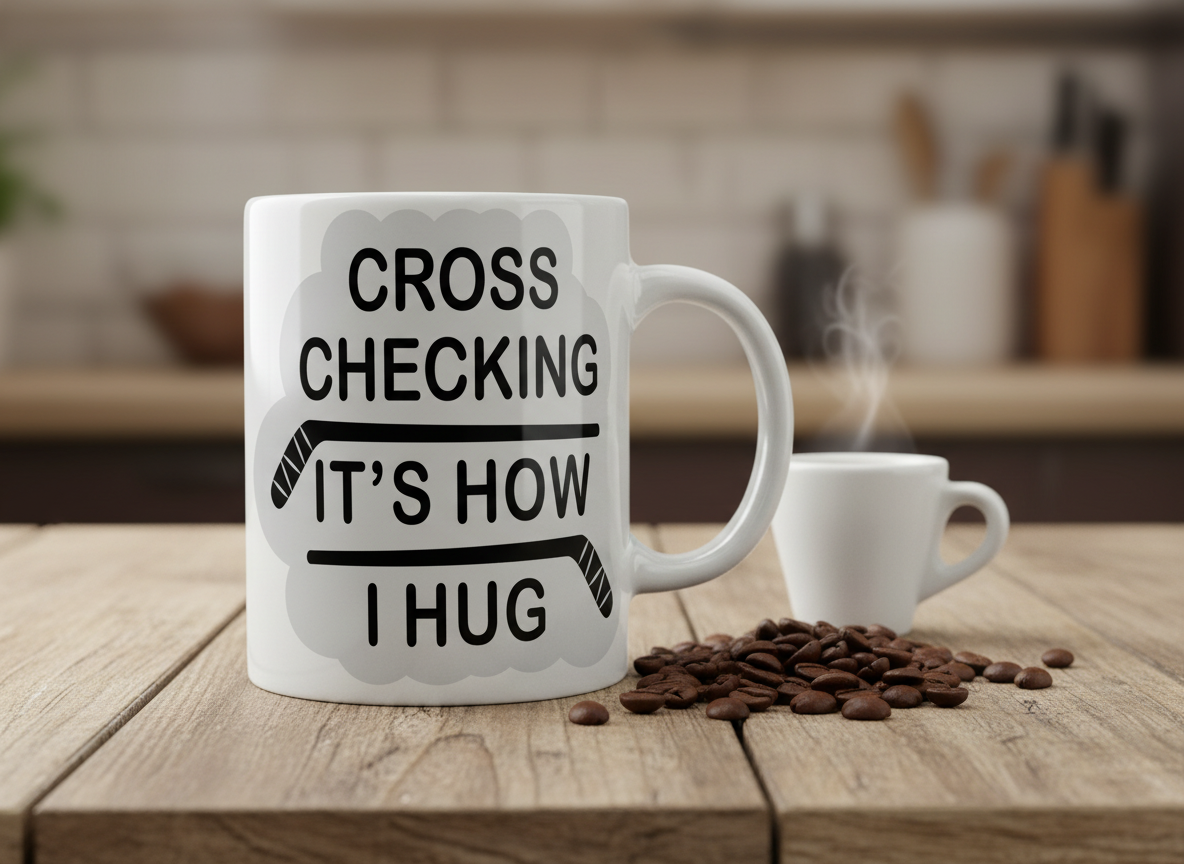Funny Hockey SVG-Cricut, Silhouette, Sublimation Cut File Canada-Cross Checking Its How I Hug (Digital Download)