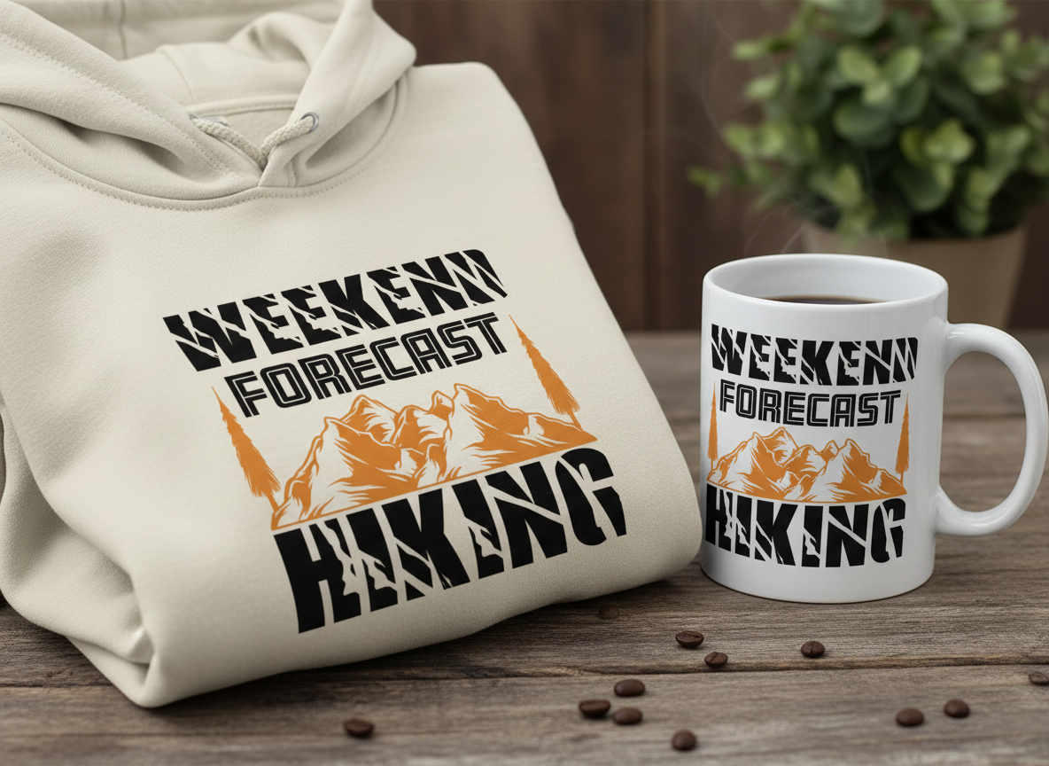 Weekend Forecast Hiking SVG-Cricut, Silhouette, Sublimation Cut File Canada-Mountain Adventure Design (Digital Download)