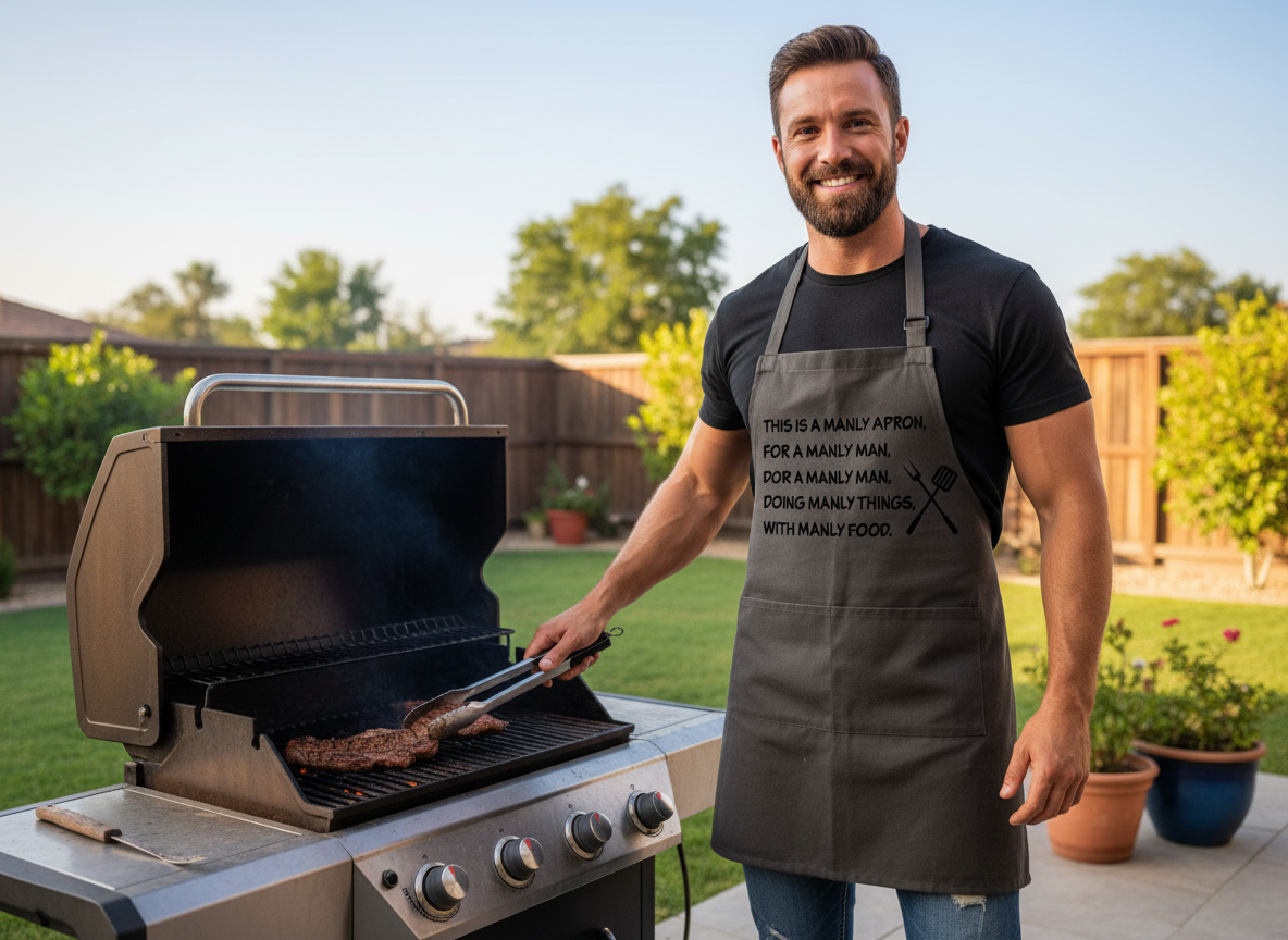 Manly Apron BBQ Design-Cricut, Silhouette, Sublimation Cut File Canada-Funny Grill Quote (Digital Download)