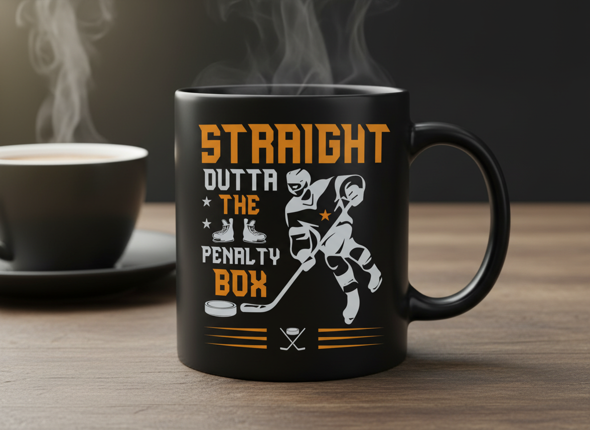 Funny Hockey Player SVG-Cricut, Silhouette, Sublimation Cut File Canada-Straight Outta Penalty Box (Digital Download)