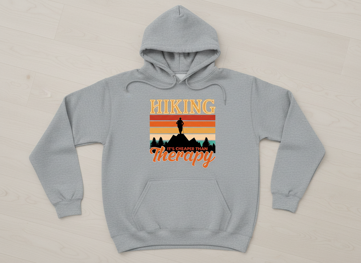Funny Hiking Cheaper Than Therapy SVG-Cricut, Silhouette, Sublimation Cut File Canada-Retro Mountain Design (Digital Download)