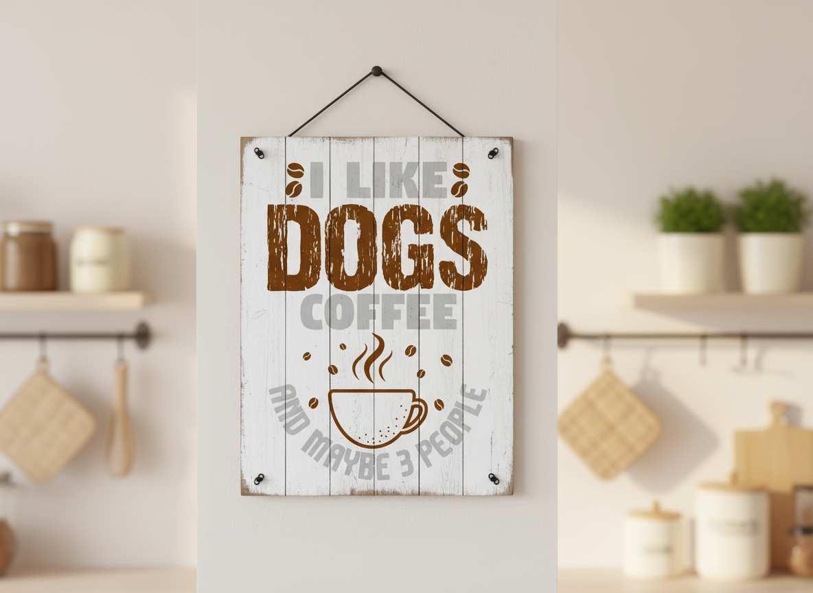 Funny Dog Lover Quote SVG-Cricut, Silhouette, Sublimation Cut File Canada-I Like Dogs, Coffee, and Maybe 3 People (Digital Download)