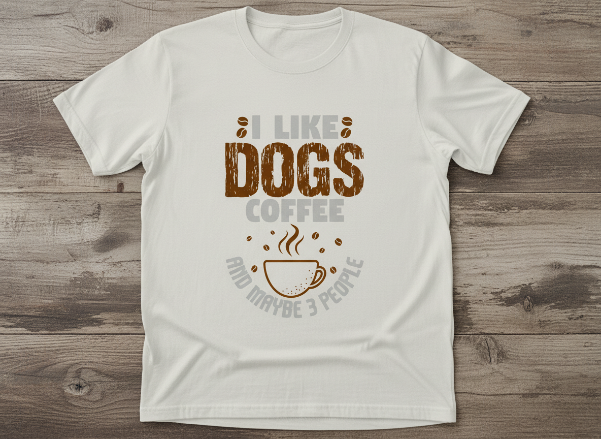 Funny Dog Lover Quote SVG-Cricut, Silhouette, Sublimation Cut File Canada-I Like Dogs, Coffee, and Maybe 3 People (Digital Download)