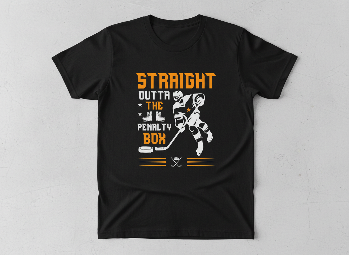 Funny Hockey Player SVG-Cricut, Silhouette, Sublimation Cut File Canada-Straight Outta Penalty Box (Digital Download)