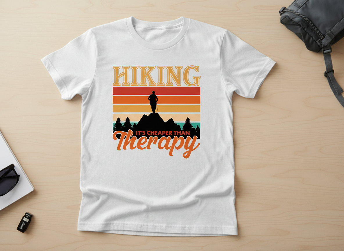 Funny Hiking Cheaper Than Therapy SVG-Cricut, Silhouette, Sublimation Cut File Canada-Retro Mountain Design (Digital Download)