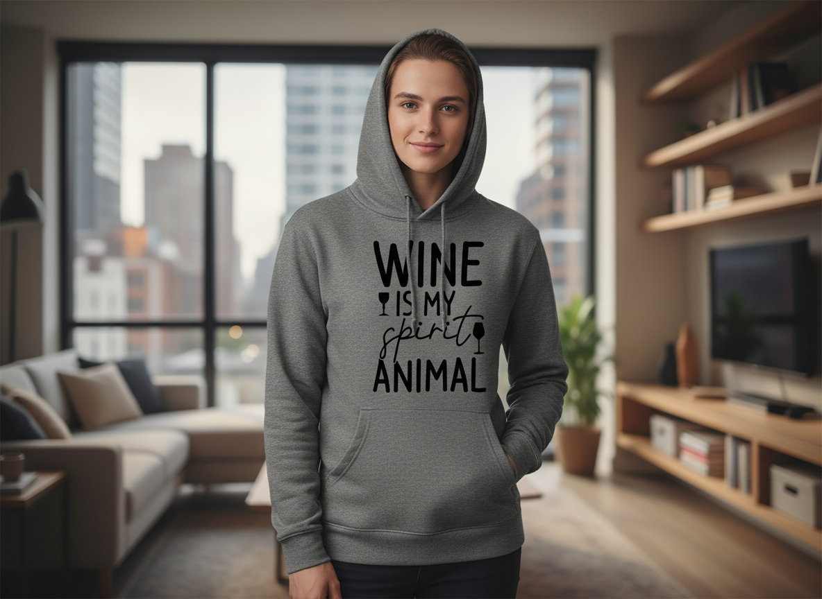 Funny WineSVG-Cricut, Silhouette, Sublimation Cut File Canada-Wine is My Spirit Animal Design (Digital Download)