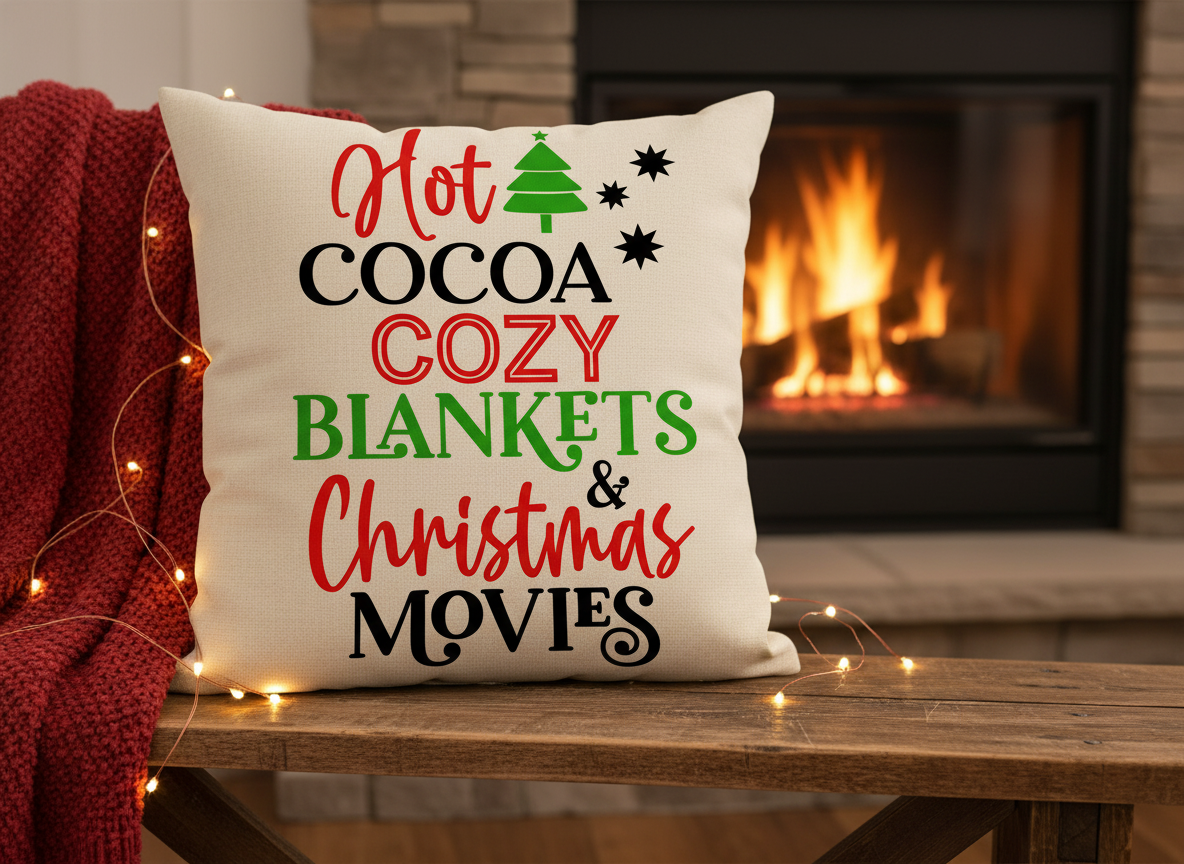 Christmas Movie Quote SVG-Cricut, Silhouette, Sublimation Cut File Canada-Hot Cocoa and Cozy Blanket Cut File (Digital Download)