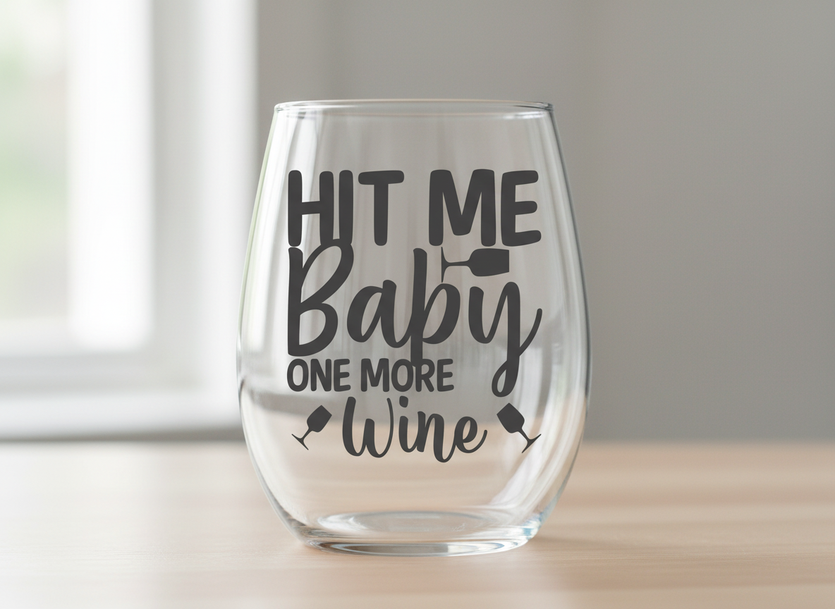 Funny Wine Quote SVG-Cricut, Silhouette, Sublimation Cut File Canada-Hit Me Baby One More Wine Design (Digital Download)