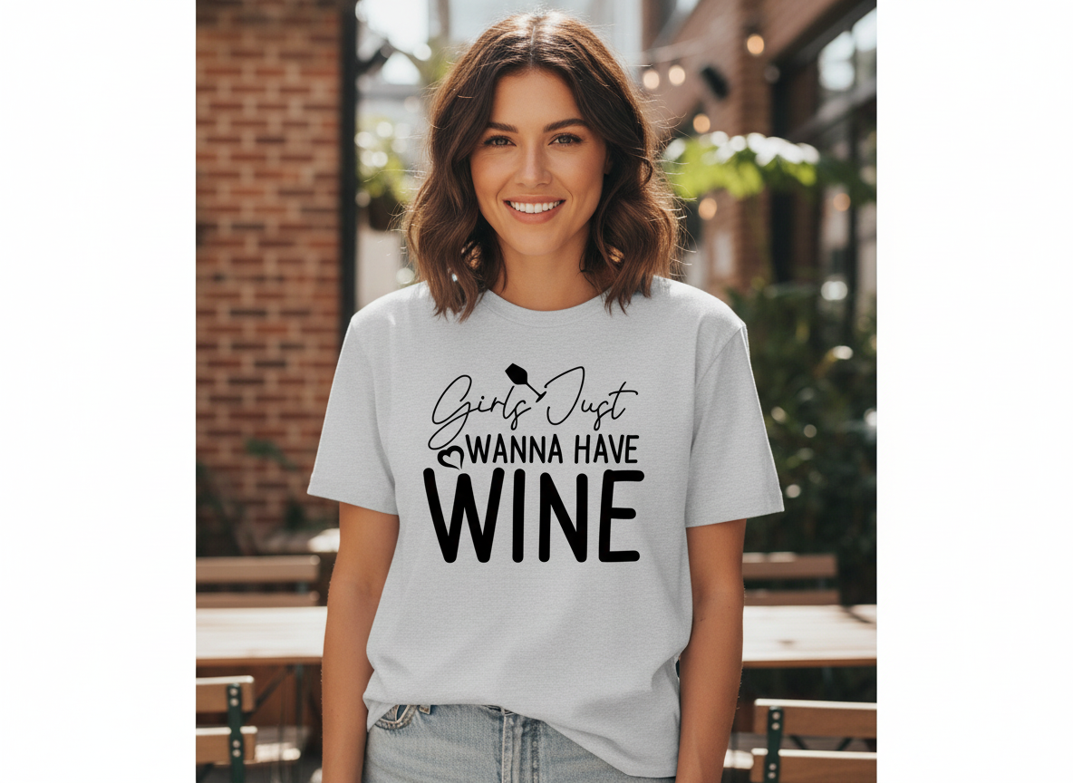 Girls Just Wanna Have Wine SVG-Cricut, Silhouette, Sublimation Cut File Canada-Funny Wine Quote (Digital Download)