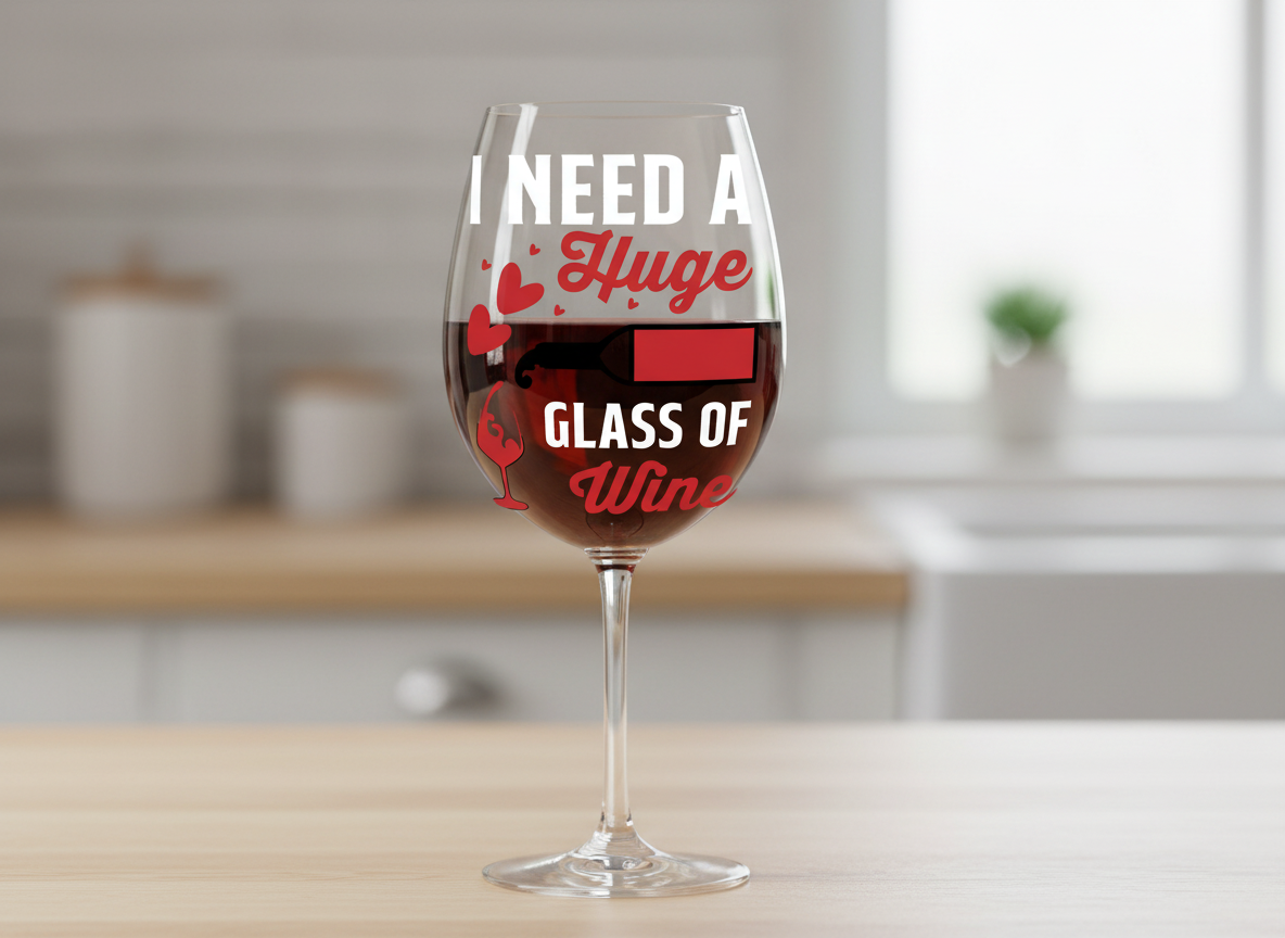 Funny Wine Quote SVG-Cricut, Silhouette, Sublimation Cut File Canada-I Need a Huge Glass of Wine (Digital Download)